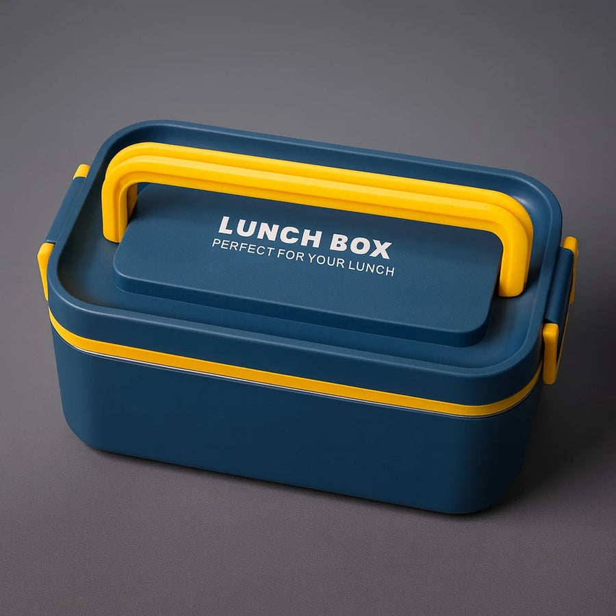 Durable Blue Lunch Box,1000ml Leak-Proof Bento Design