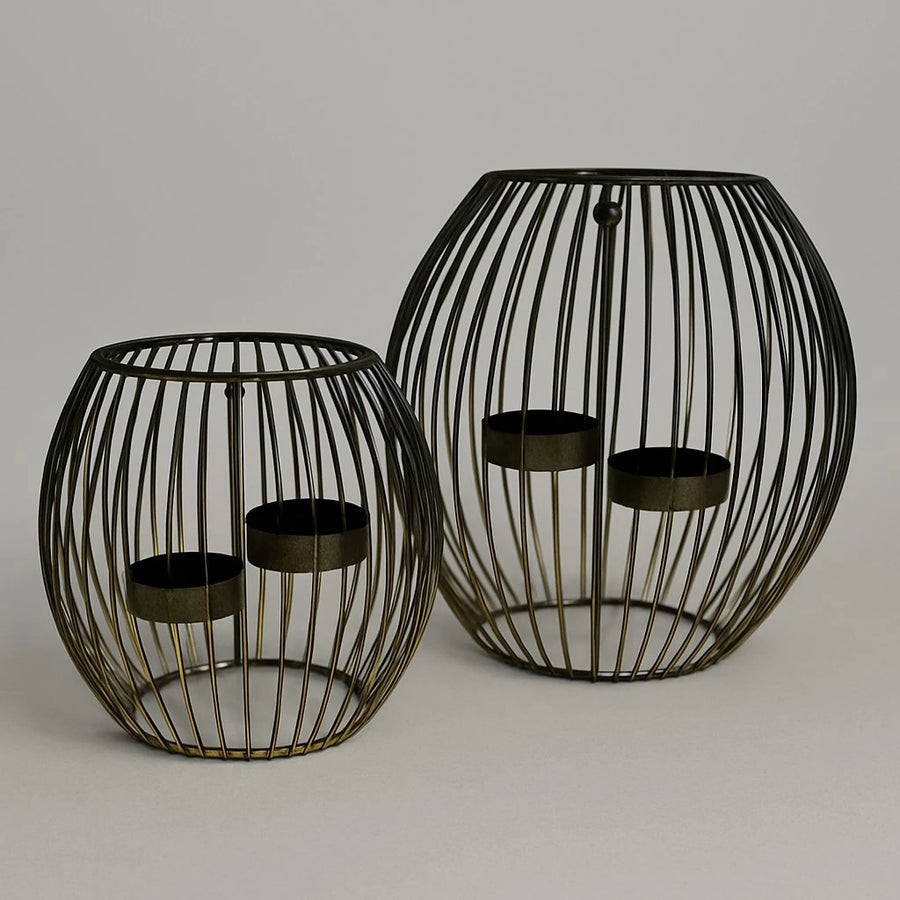Round Wire Candle Holder Set – 20 cm & 15 cm