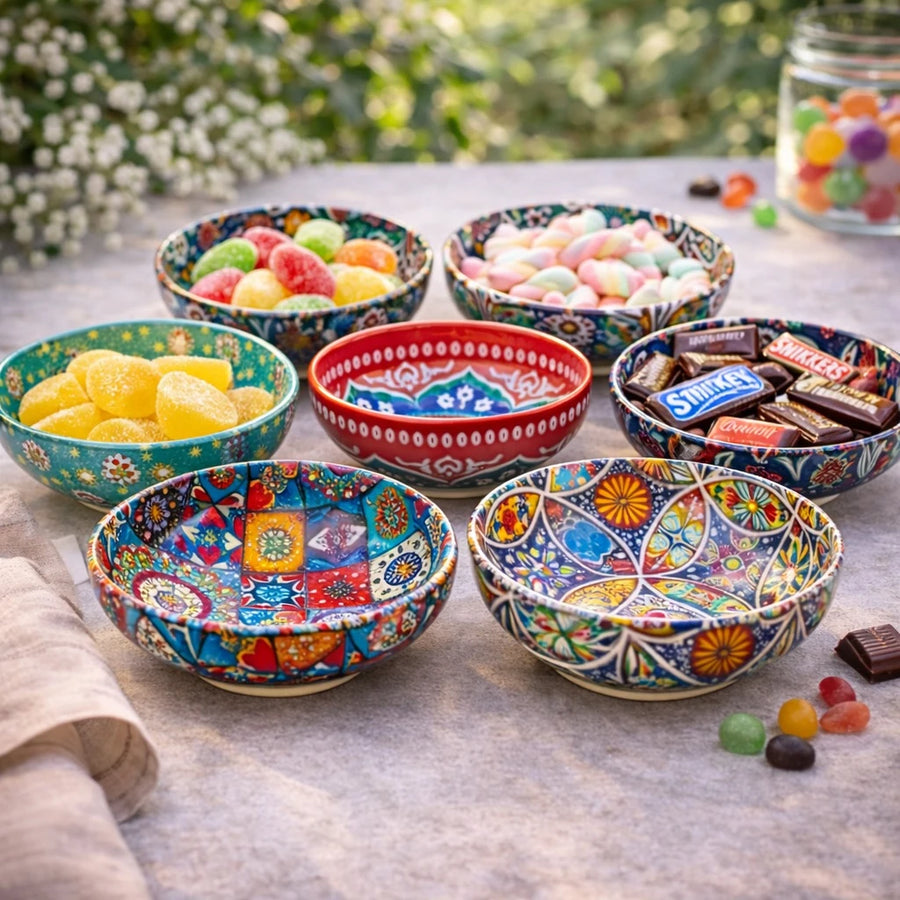 Small Round Metal Bowl Mandala Decorative Pattern Sauce Bowl Dessert Bowl Snack Bowl 7.5 cm Diameter