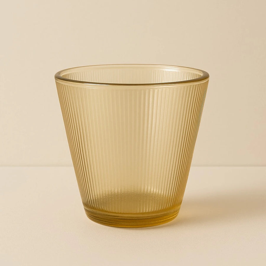 Amber Ribbed Pitcher with 6 Glasses