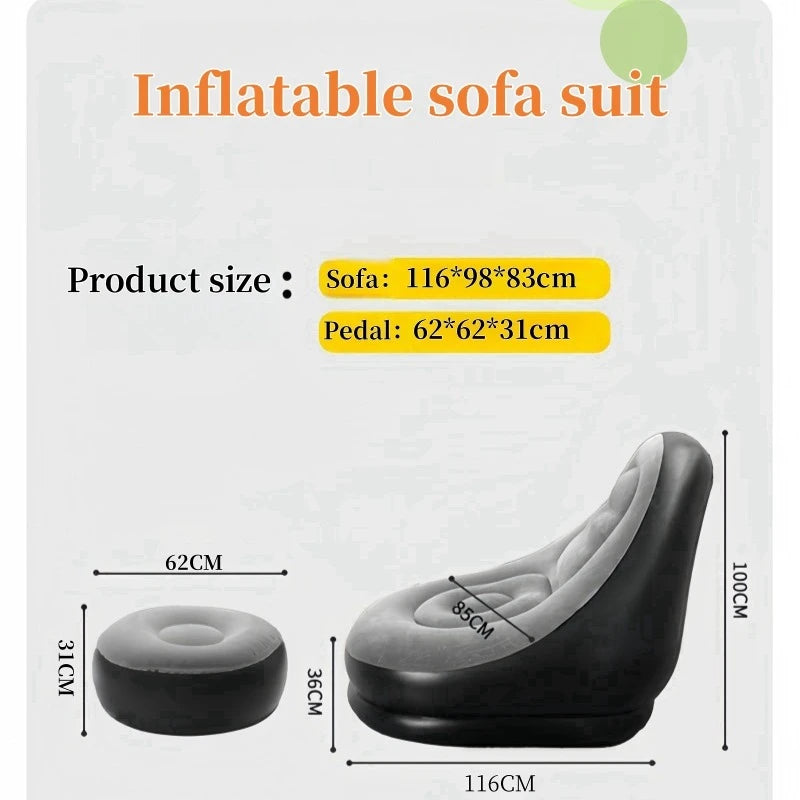Inflatable Single Sofa Chair with Ottoman – Portable Air Lounge Chair, Indoor & Outdoor Relaxing Seat - Image 7