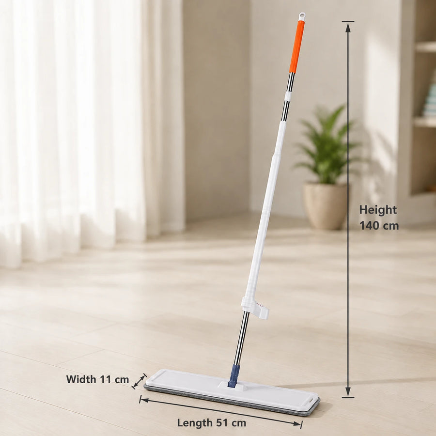 Flat Microfiber Floor Mop with Hands-Free Pad Removal Flexible Swivel Cleaning Mop for Hardwood Tile & Laminate Floors