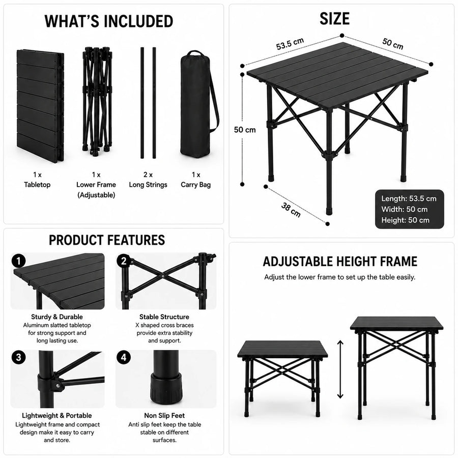 Portable Table Camping Foldable Table Outdoor Picnic Table Room Desk Balcony Table Lightweight Aluminum Table