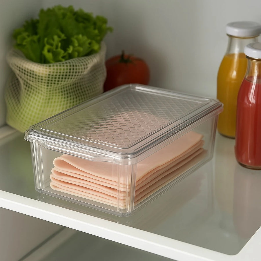 Transparent Rectangular Plastic Container with Lid Clear Food Container for Pantry Organization Refrigerator and Kitchen Storage