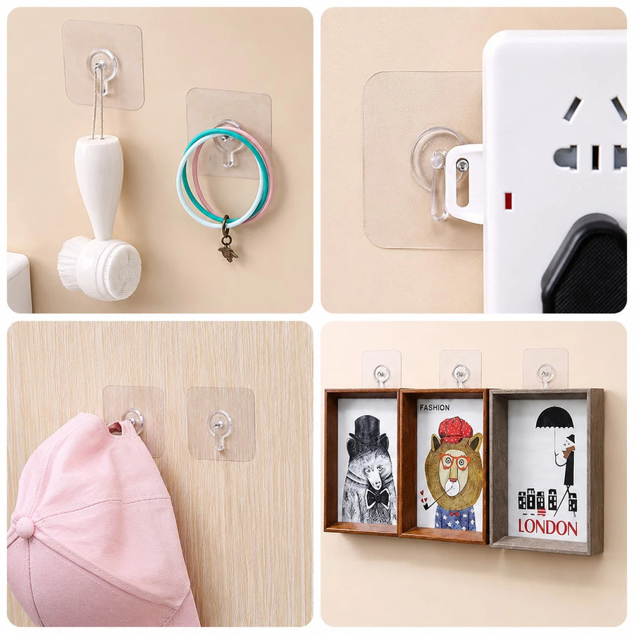 Self Adhesive Wall Screw Hook No Drill Transparent Adhesive Wall Mount Heavy Duty Wall Hanger