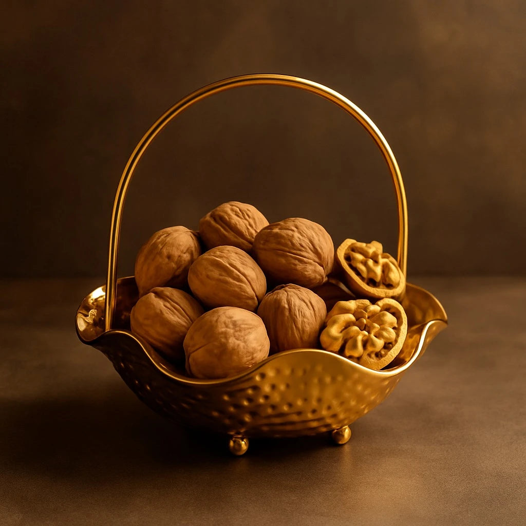 Gold-Plated Mini Serving Basket with Handle