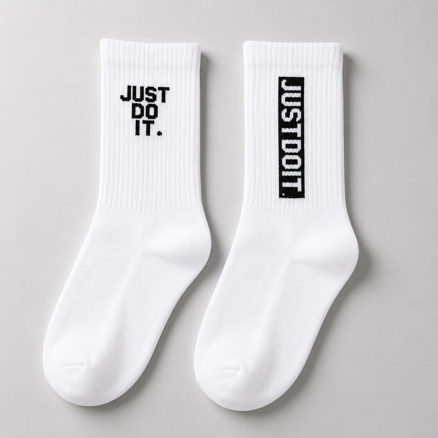 Nike Style Cotton Crew Socks 1 Pair for Men & Women | Black & White Sports Casual Everyday Socks