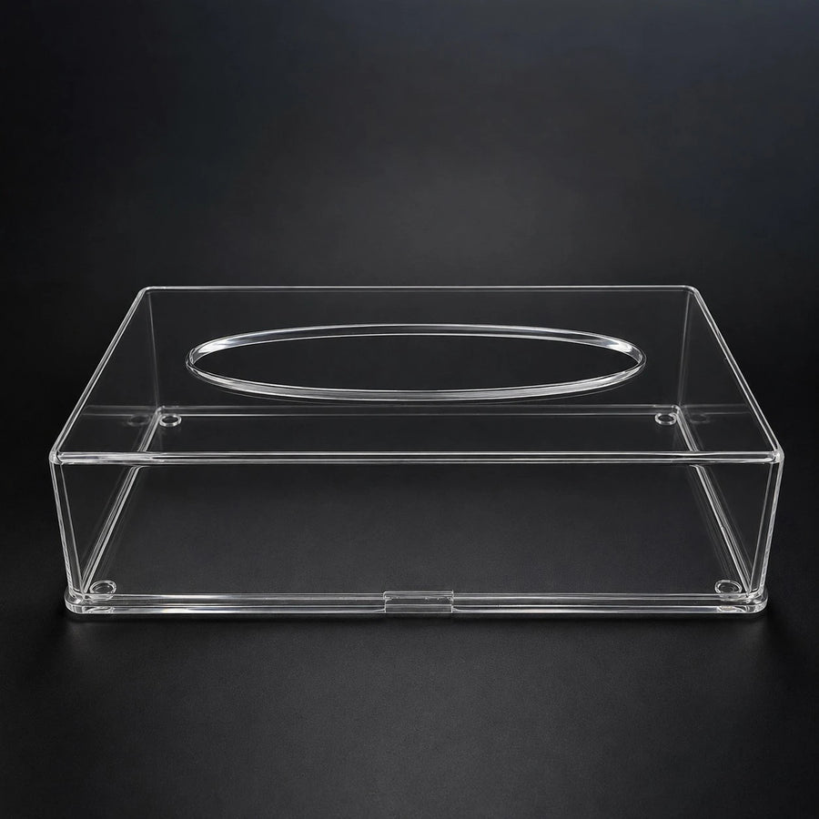 Clear Acrylic Tissue Box Cover Transparent Plexi Tissue Holder Modern Rectangular Tissue Dispenser Desktop Bathroom Office Tissue Organizer
