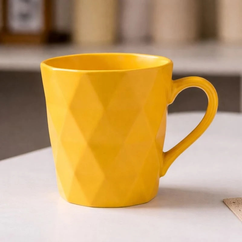 Geometric Ceramic Coffee Mug – 400ml Faceted Design, Modern Tea & Coffee Cup