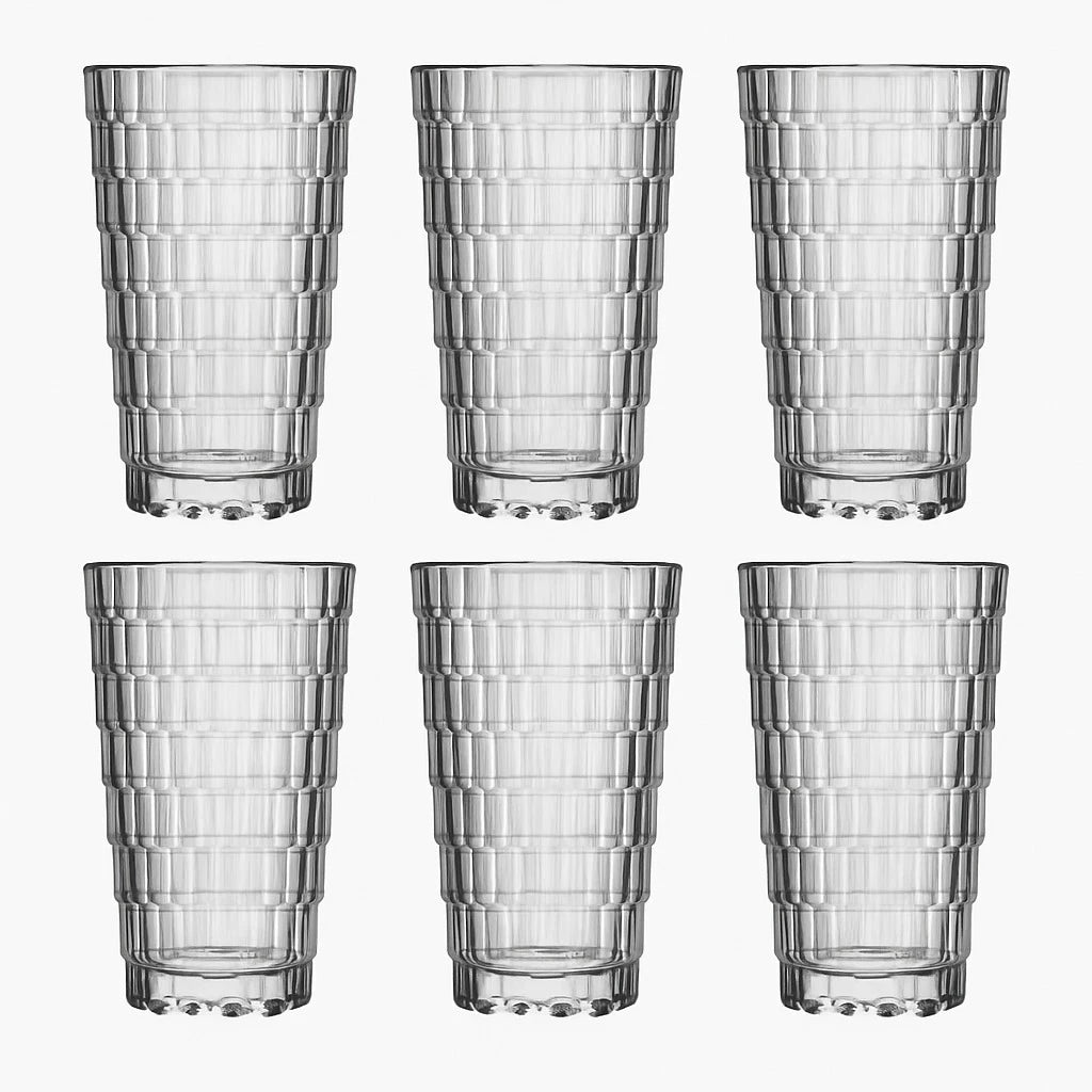 Set of 6 Tiered Cut Glass Cups 380ML - Image 4