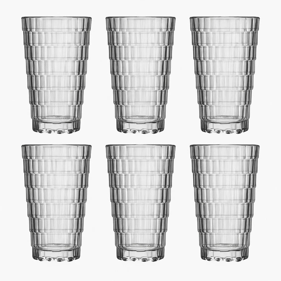 Set of 6 Tiered Cut Glass Cups 380ML