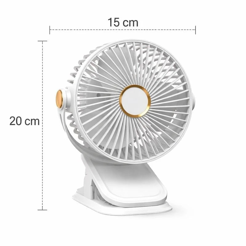 Portable Multi-Function Clip Fan 5 Speeds, 360° Adjustable, Rechargeable Desk & Hanging Fand