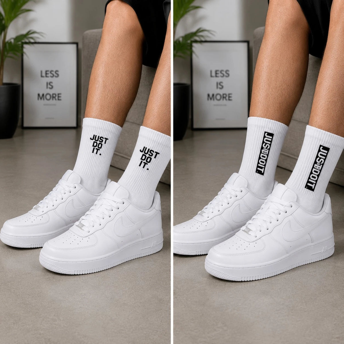 Nike Style Cotton Crew Socks 1 Pair for Men & Women | Black & White Sports Casual Everyday Socks
