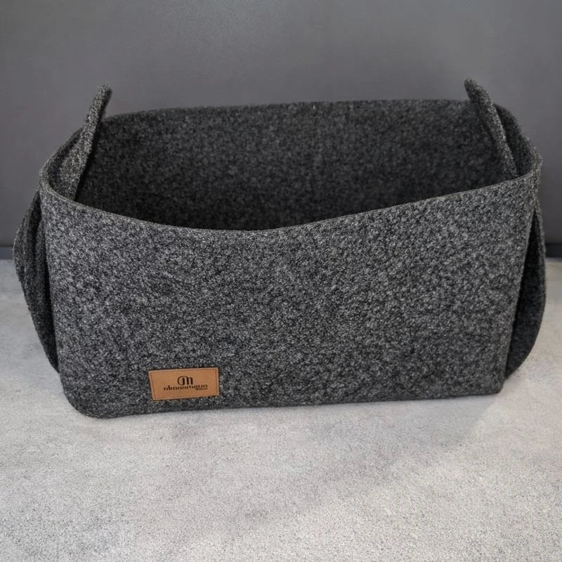 Almaamoun Felt Storage Basket Organizer Set Foldable Felt Storage Bins Soft Fabric Storage Boxes With Handles Home Closet Shelf Organizer 3 Pieces - Image 8