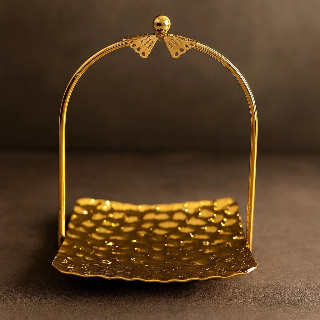 Gold-Plated Mini Serving Tray with Handle