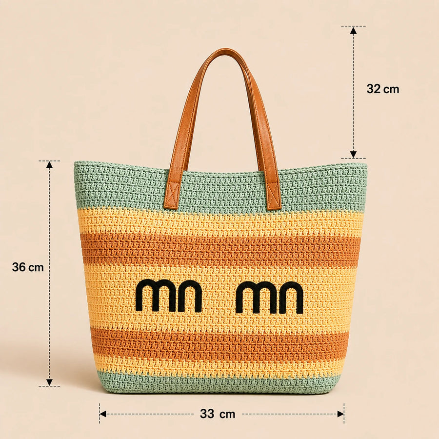 Summer Beach Tote Bag Woven Straw Beach Bag Crochet Shoulder Bag Large Capacity Travel Bag