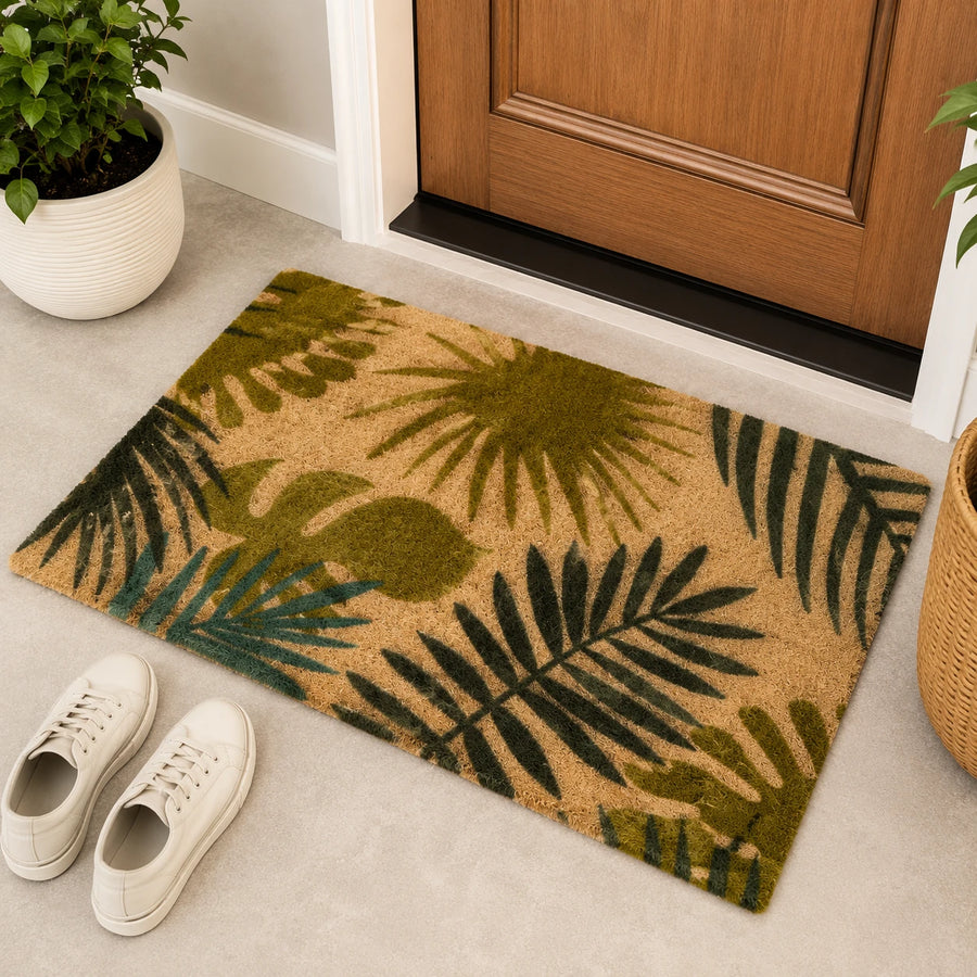 Door Mat Tropical Leaf Entrance Rug Non Slip Welcome Floor Mat Indoor Outdoor Entryway Carpet Decorative Doormat