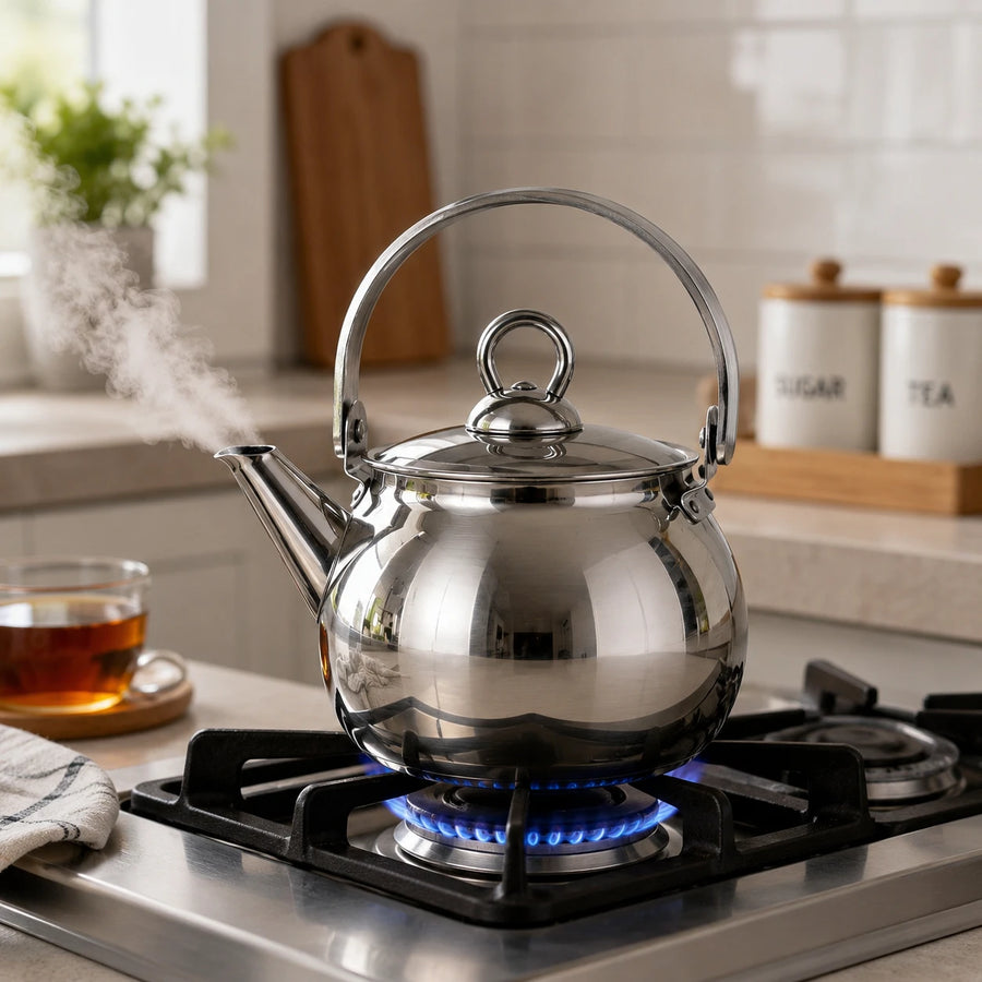 Stainless Steel Tea Kettle Teapot Whistling Kettle Kitchen Water Pot 1 Liter