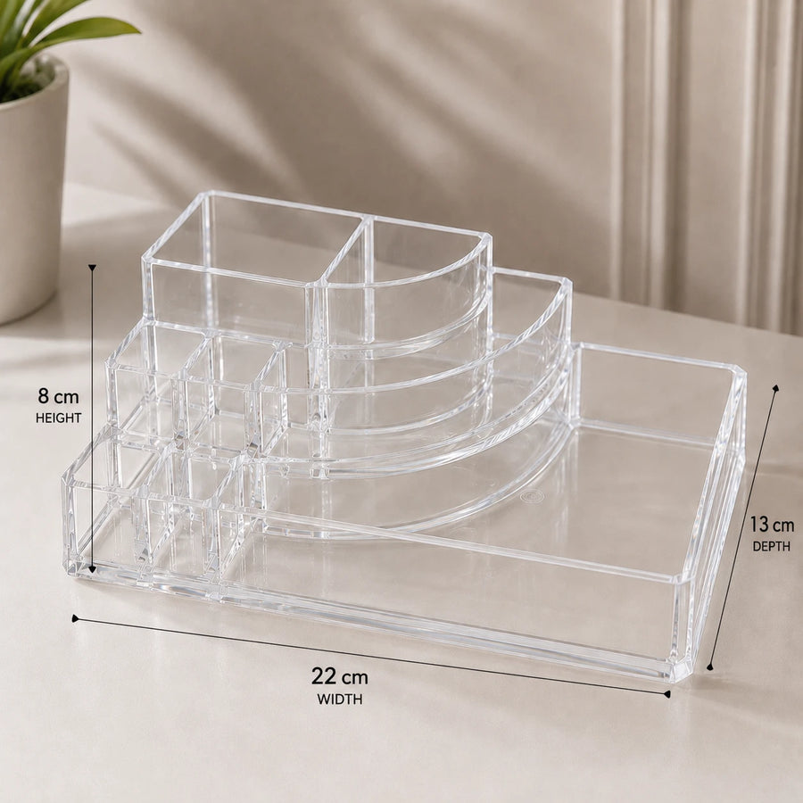 Acrylic Makeup Organizer Cosmetic Storage Tray Desktop Vanity Organizer Clear Display Holder
