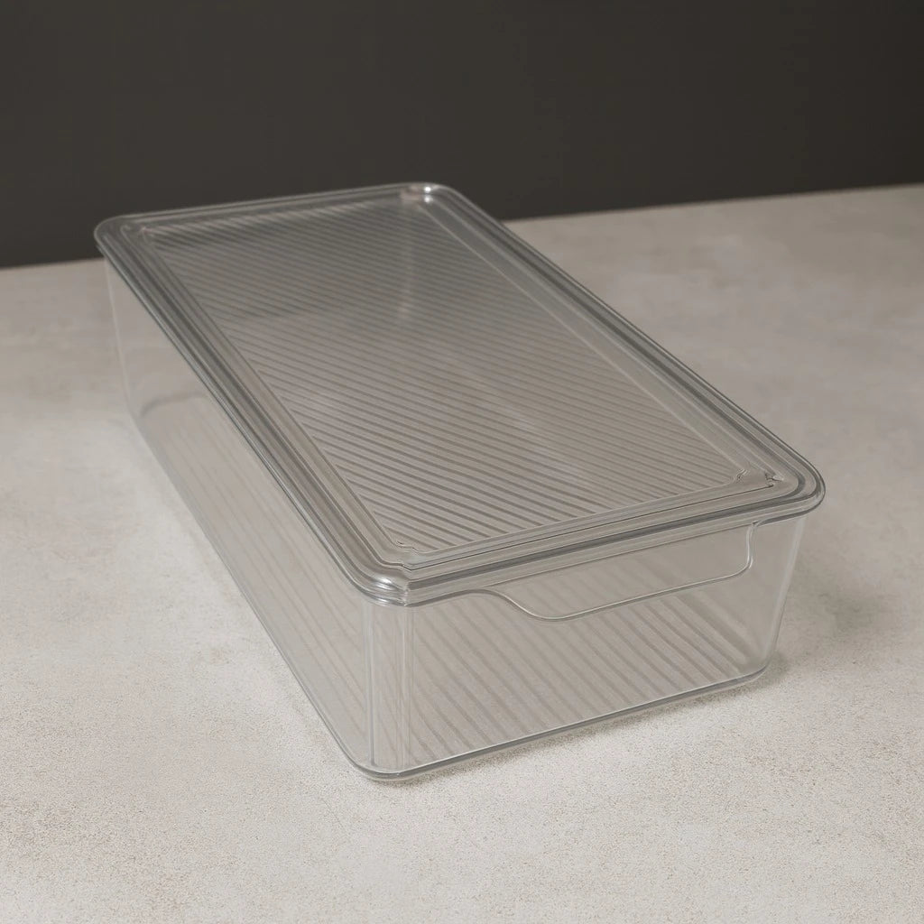 Transparent Rectangular Plastic Container with Lid Clear Food Container for Pantry Organization Refrigerator and Kitchen Storage