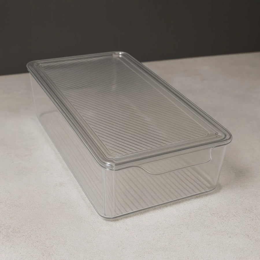 Transparent Rectangular Plastic Container with Lid Clear Food Container for Pantry Organization Refrigerator and Kitchen Storage
