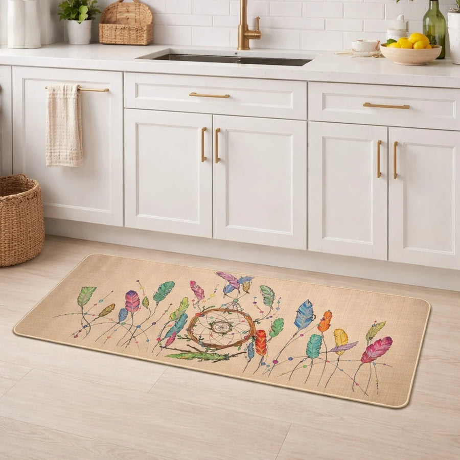 Boho Floor Mat Dreamcatcher Feather Printed Anti Slip Rug Runner Carpet 120 x 45 cm