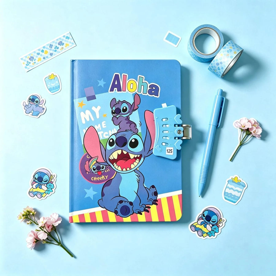 Kids Cartoon Password Lock Diary with Pen | Secret Journal Notebook