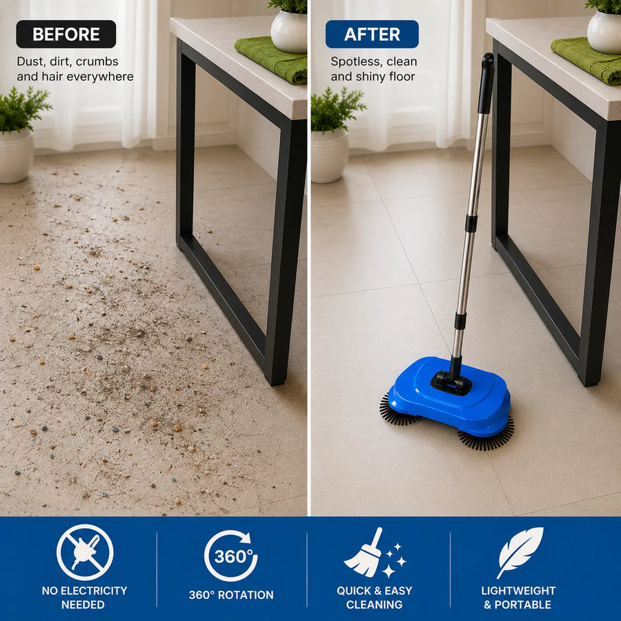 Manual Floor Sweeper Cordless Rotating Cleaning Broom Home Cleaning Tool