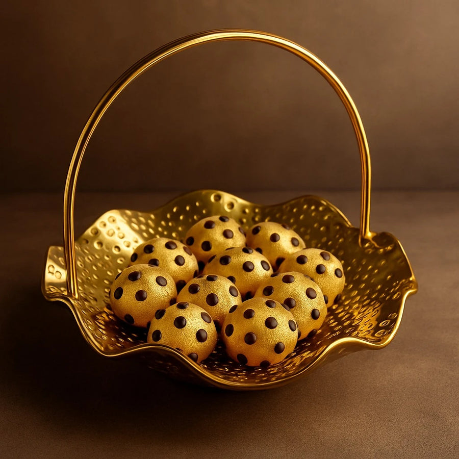 Gold-Plated Mini Serving Basket with Handle