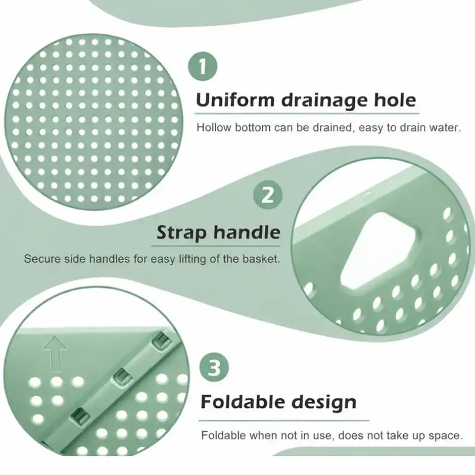 Space Saving Foldable Colander with Raised Feet and Fast Drainage