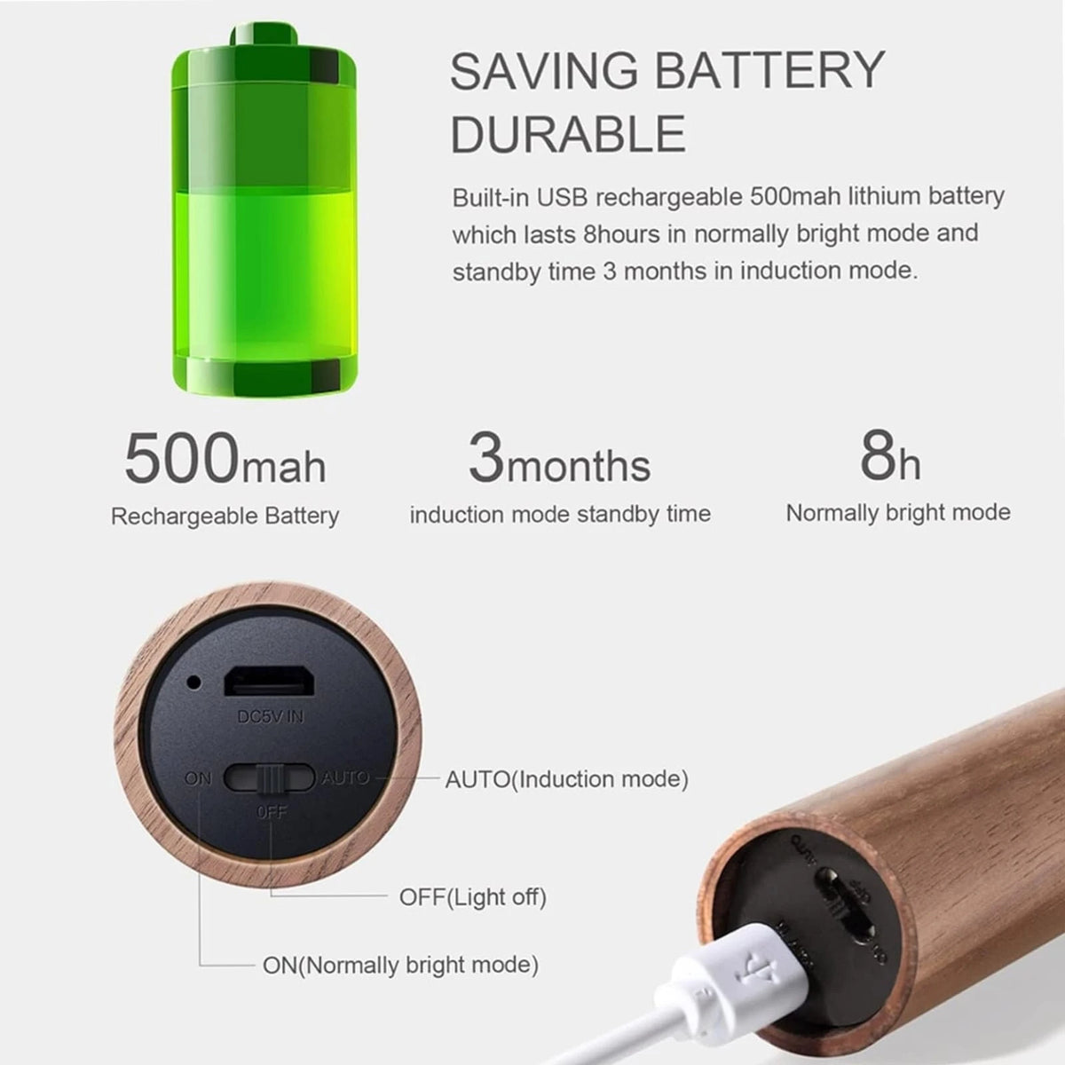 Magnetic Wooden LED Stick Light - Image 6