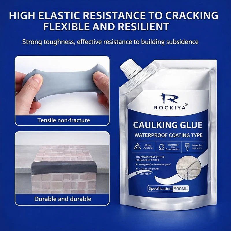Rockiya Caulking Glue Waterproof Coating Type Transparent Crack Repair Sealant Leak Fix Adhesive for Roof Wall Concrete Tile Expansion Joints 500ml If you want: