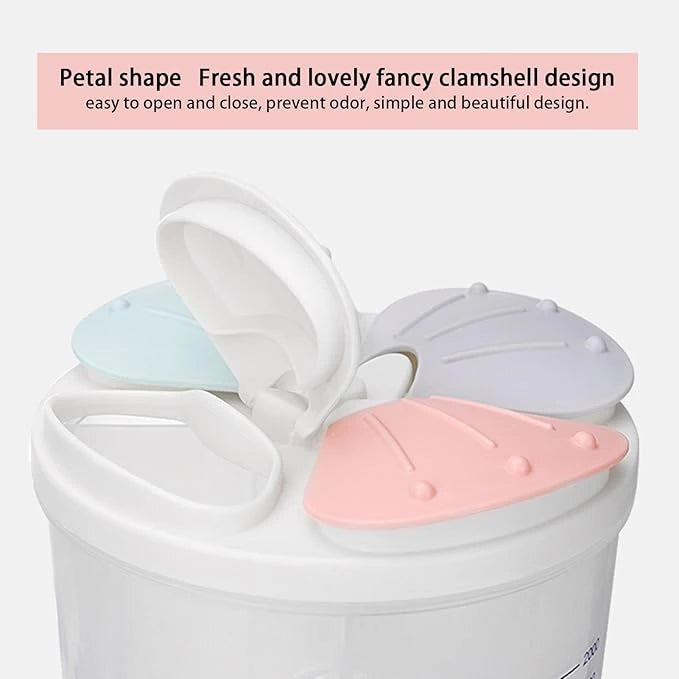 2000ml Multi-Compartment Airtight Food Storage Container with Petal-Shaped Pouring Lid for Rice Grains and Dry Food