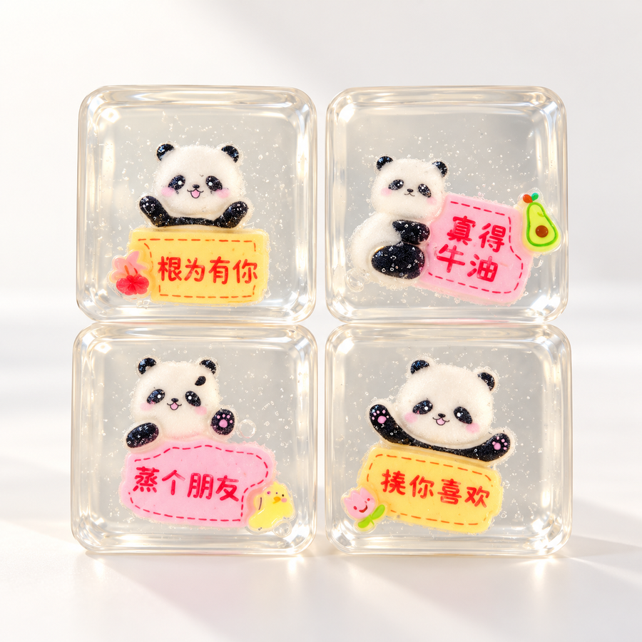 Panda Squishy Jelly Cube Set of 4