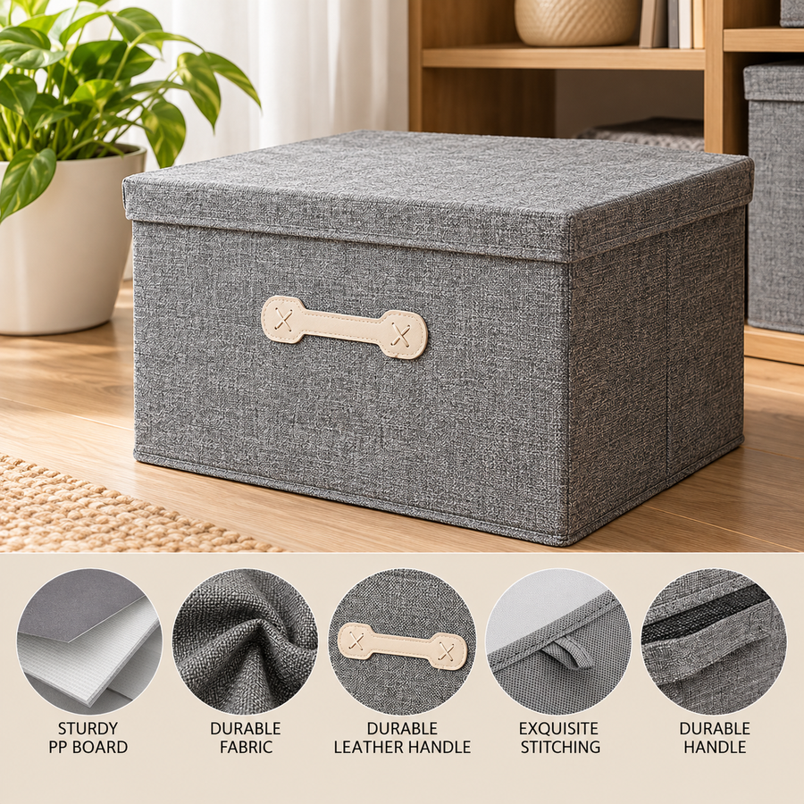 Foldable Fabric Storage Box with Lid