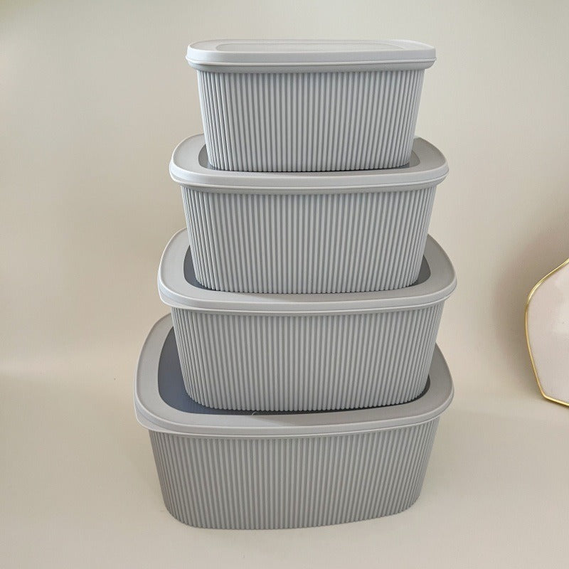 4 Piece Kitchen Food Storage Container Set with Translucent Lids