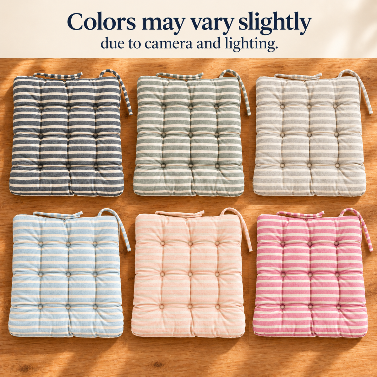 Soft Tufted Chair Seat Cushion with Secure Ties 40 x 40 cm