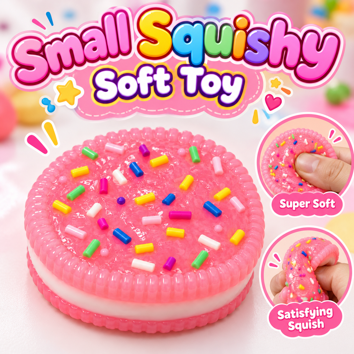 Small Soft Squishy Cookie Toy with Colorful Sprinkles