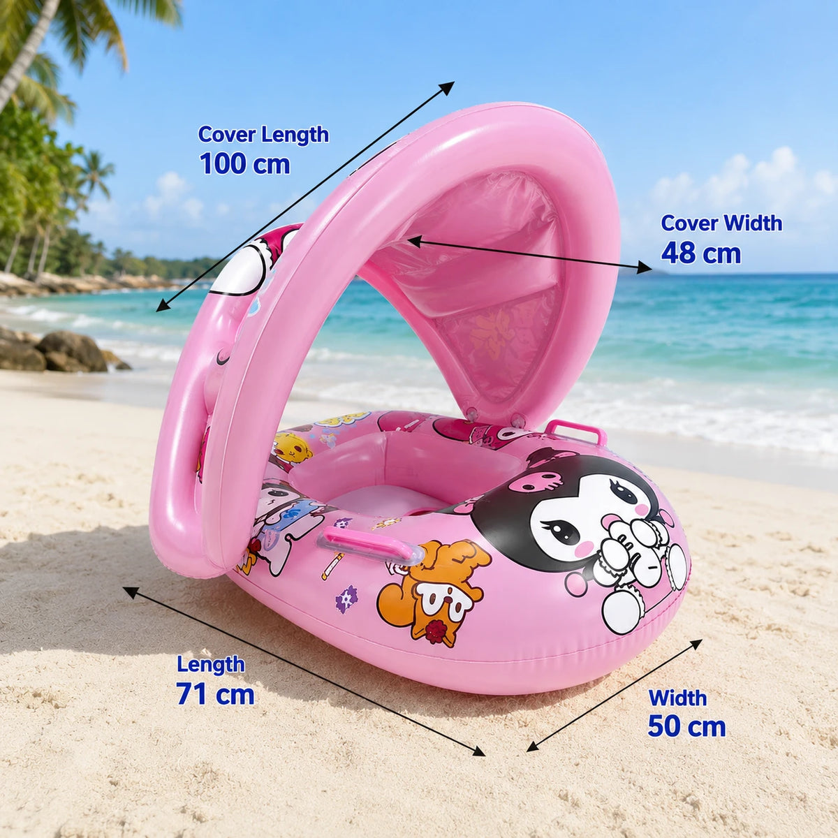 Baby Inflatable Swim Float with Sun Canopy for Toddlers Kids Pool Float