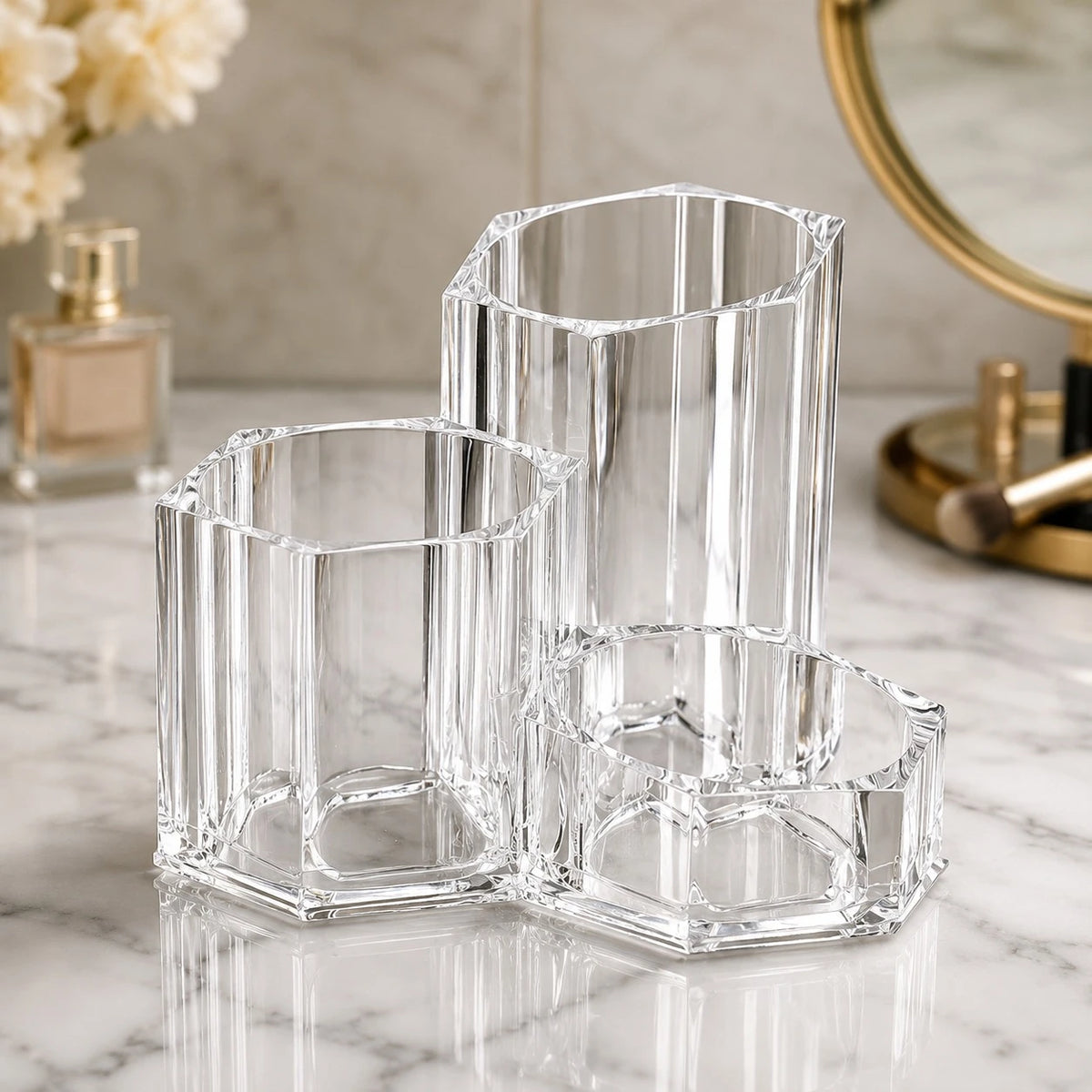 Acrylic Makeup Organizer Cosmetic Brush Holder Lipstick Storage Vanity Organizer Set