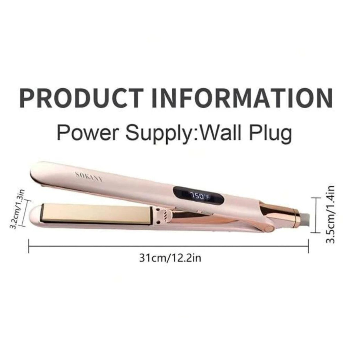 Sokany HS-976 50W Ceramic Hair Straightener with LCD Display PTC Fast Heating and 360° Rotating Cord
