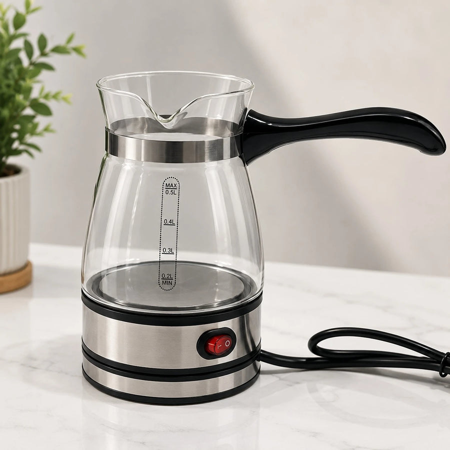 Electric Turkish Coffee Maker Glass Coffee Pot 500ml Stainless Steel Coffee Brewer Coffee Warmer