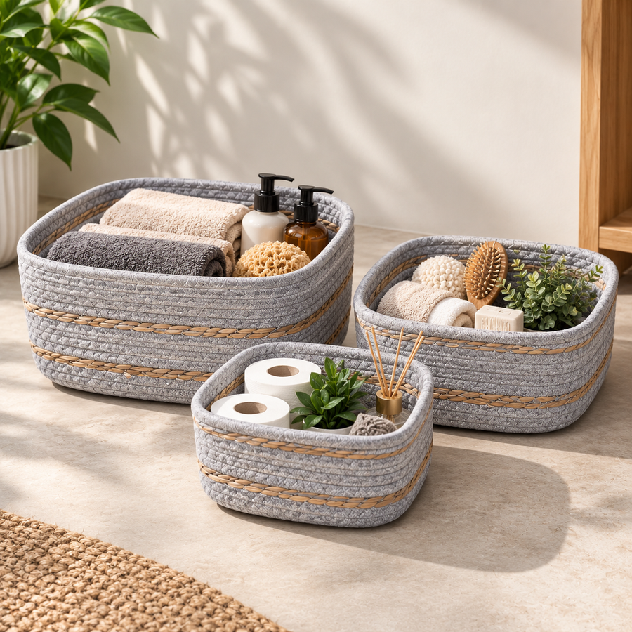 3 Piece Woven Storage Basket Set