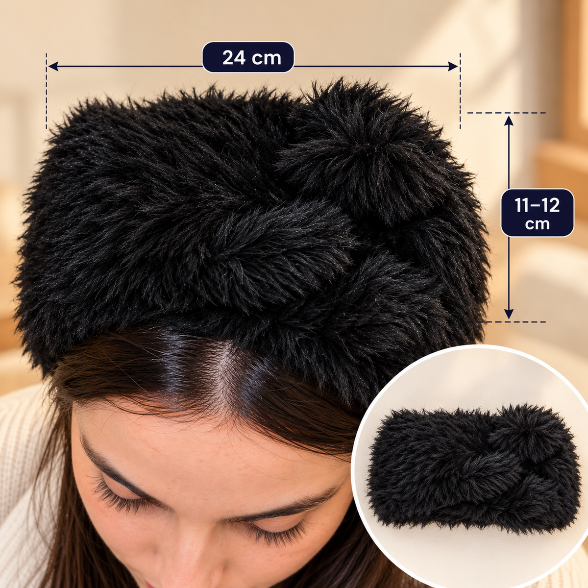 Faux Fur Winter Headband with Twist Design