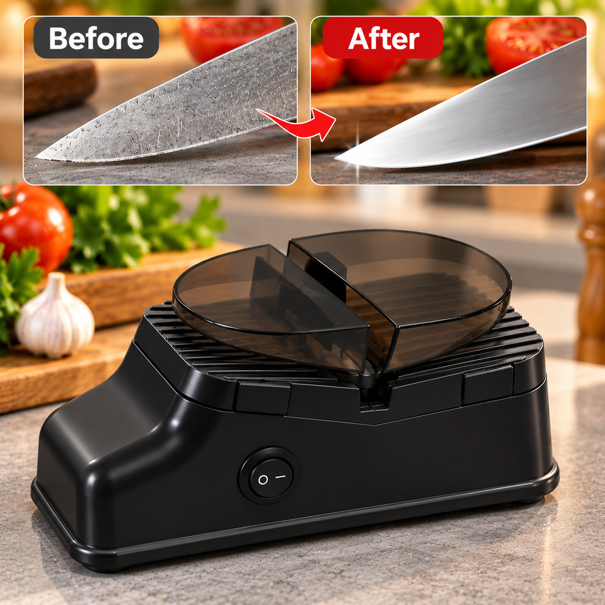 Electric Knife Sharpener with Dual Sharpening Slots