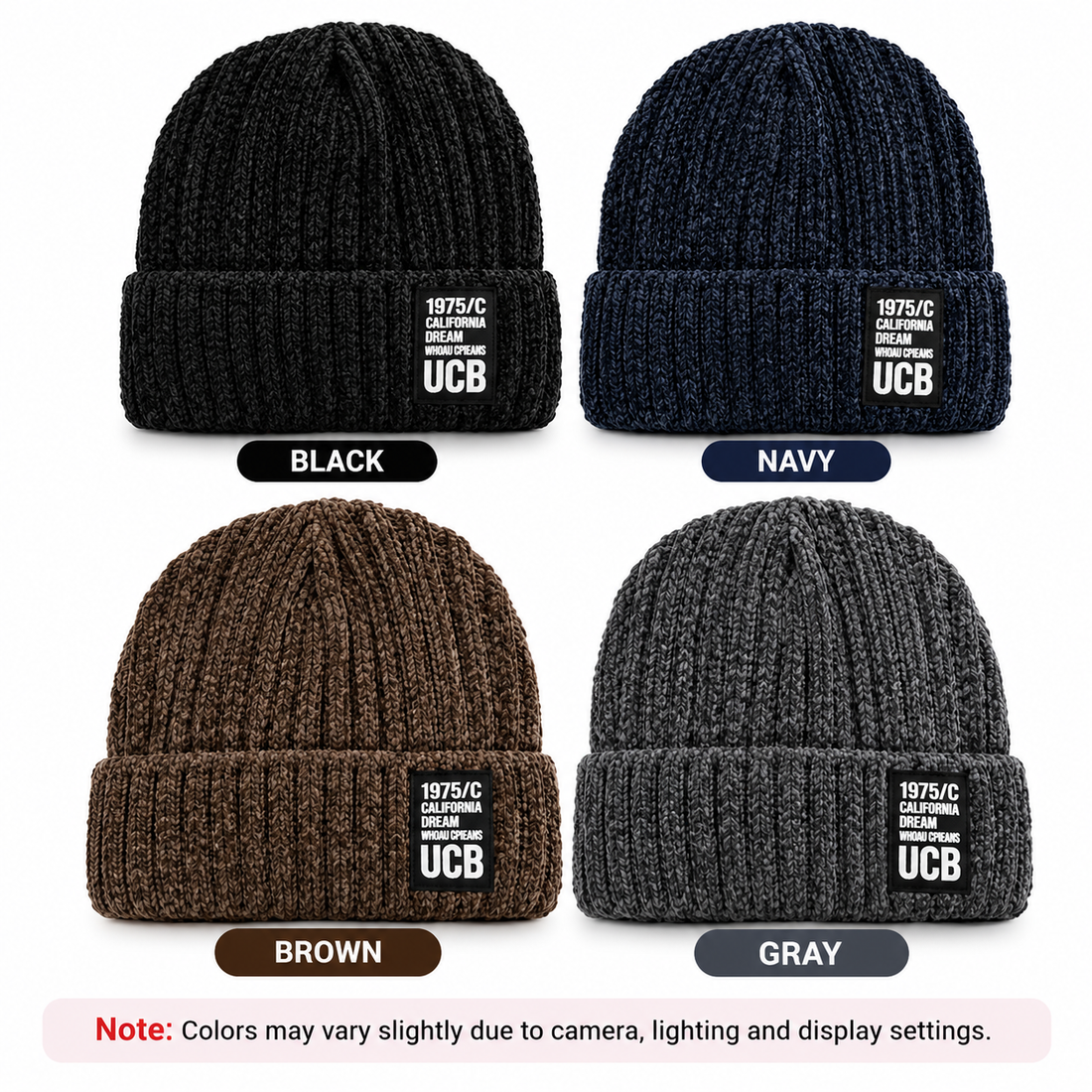 UCB 1975/C Ribbed Knitted Winter Beanie Hat