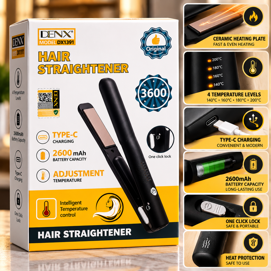 DENX Cordless Rechargeable Hair Straightener