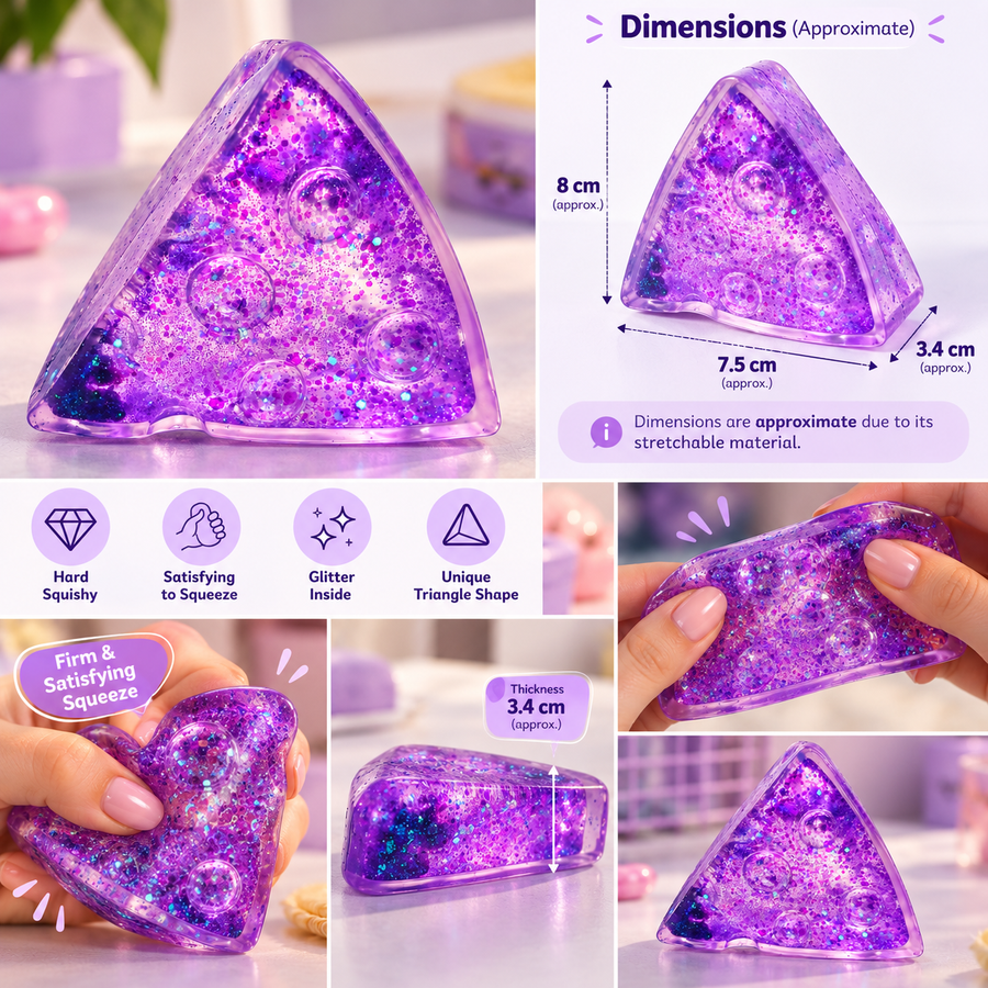 Purple Glitter Triangle Hard Squishy Toy