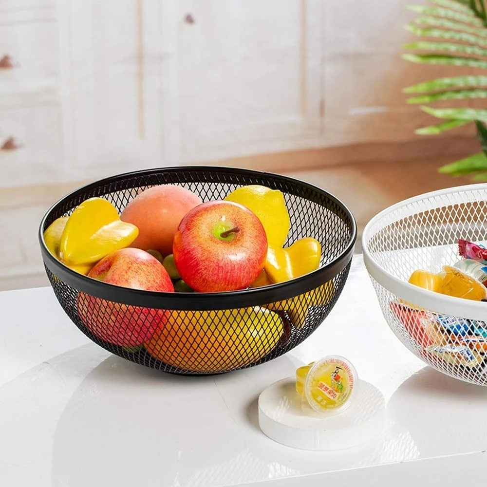 Black Mesh Wire Basket, Multi-Purpose Round Design