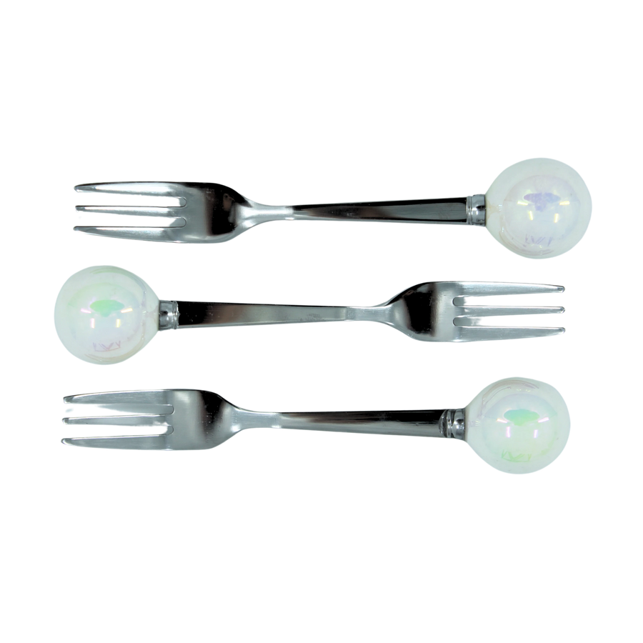 White Bubble Fruit Forks